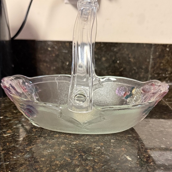 Mikasa Clear Glass Bowl with Pink and Purple Accents - Picture 4 of 10